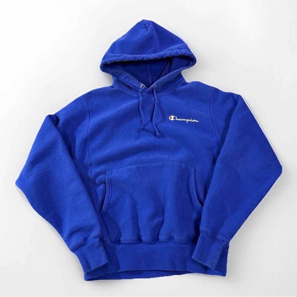 Vintage‎ Champion Reverse Weave Hoodie Blue Unisex Sz Small Heavy Weight